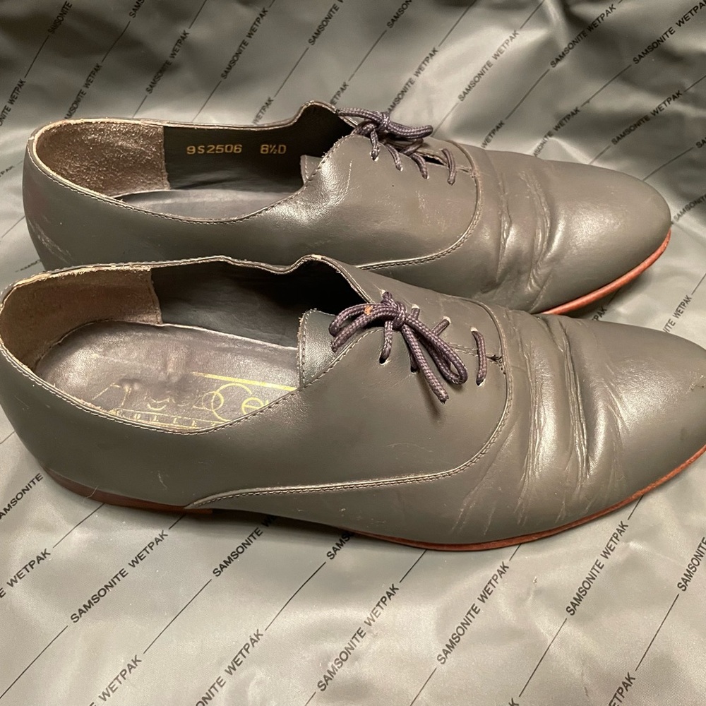 Vintage Angelo gray leather Mens Shoe 8 1/2 - Picture 2 of 6